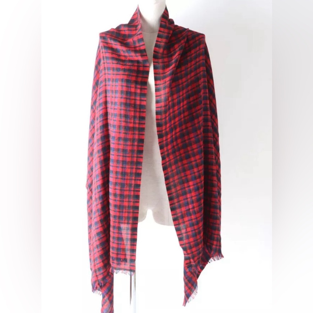 LOUIS VUITTON  M74965 Etole Monogram Check Silk fringe Stole SOLD